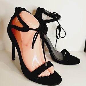 Olivia Ferguson Lace-Up Front Open Toe Stiletto ankle strap Heels